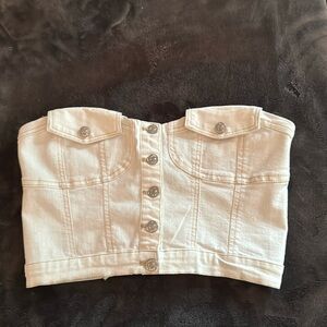 Love Tree white denim strapless top